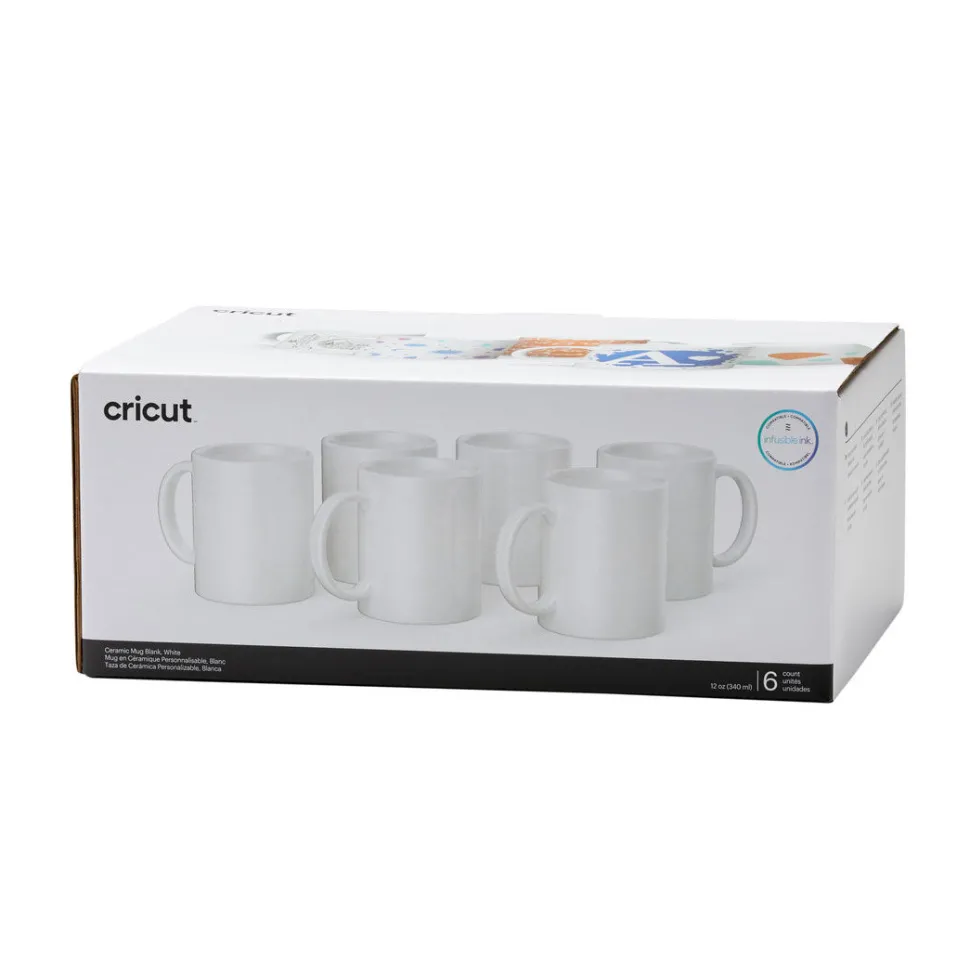 Ceramic Mug Blank, White - 12 oz/350 ml (6 ct)