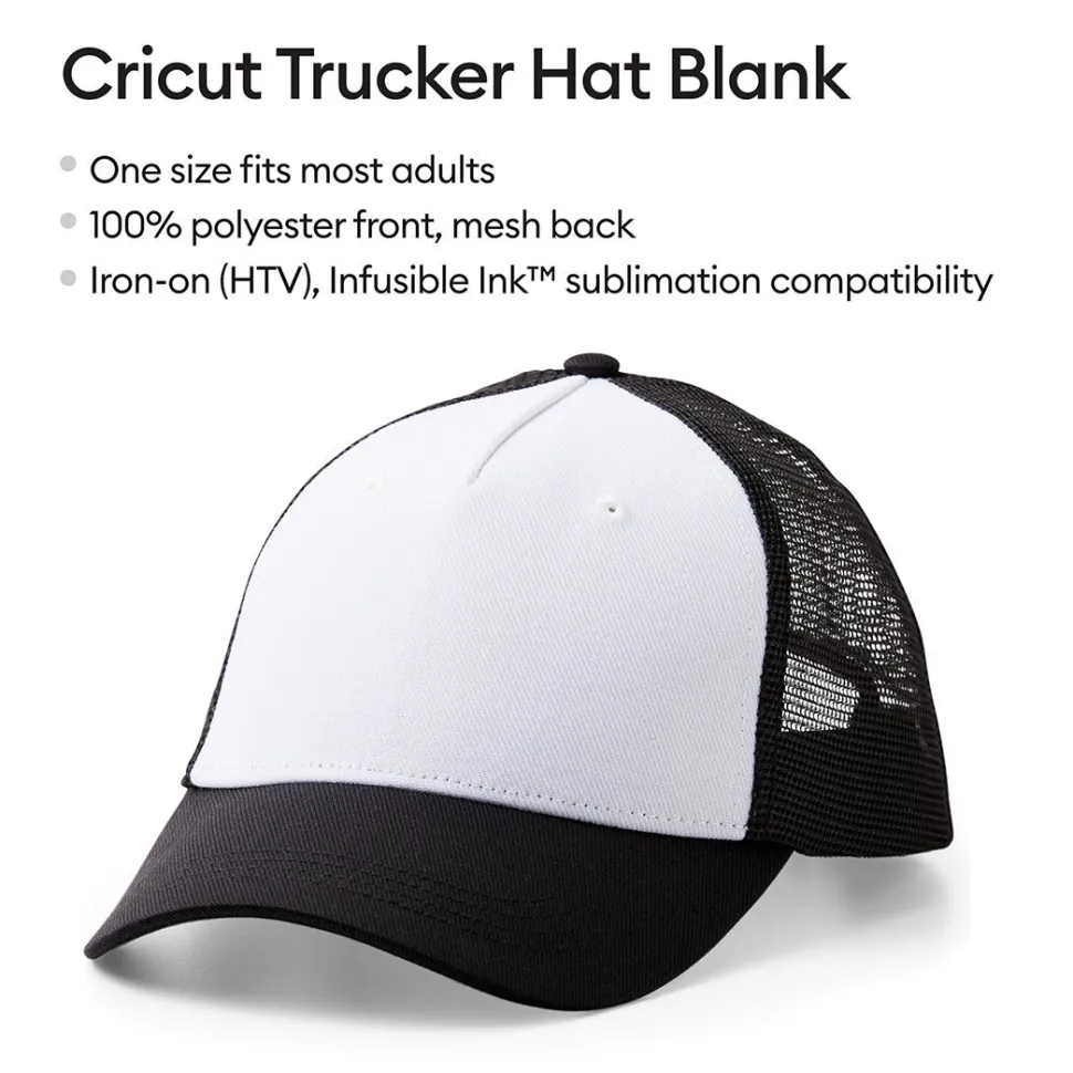 Cricut Trucker-Cap, schwarz/weiß (3 Stk.)