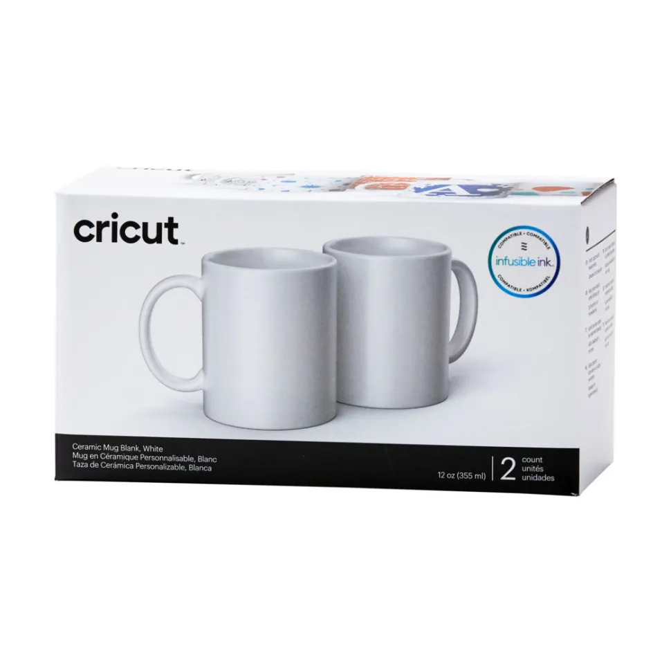 Keramikbecher-Rohling, Weiß - 340 ml/12 oz. (2 Stück)