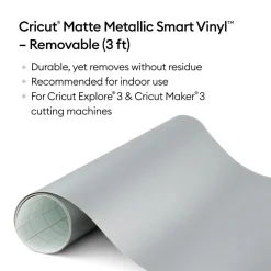 Matte Metallic Smart Vinyl™ - Removable, Silver (3 ft)