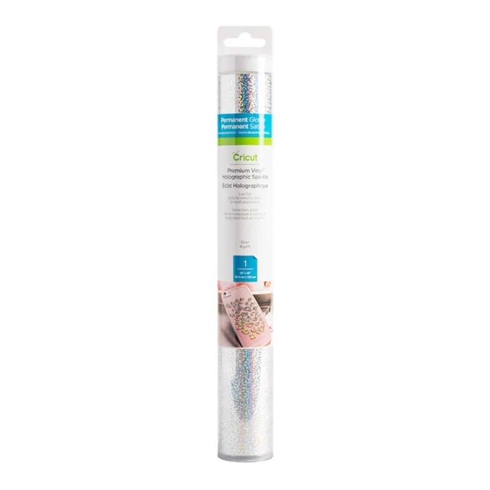 Premium Vinyl, Permanent, holografischer Glanz, Silber 30,5cm × 122 cm (12" x 48")