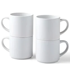 Stapelbarer Keramik-Tassenrohling, Weiß-300ml (4Stk.)