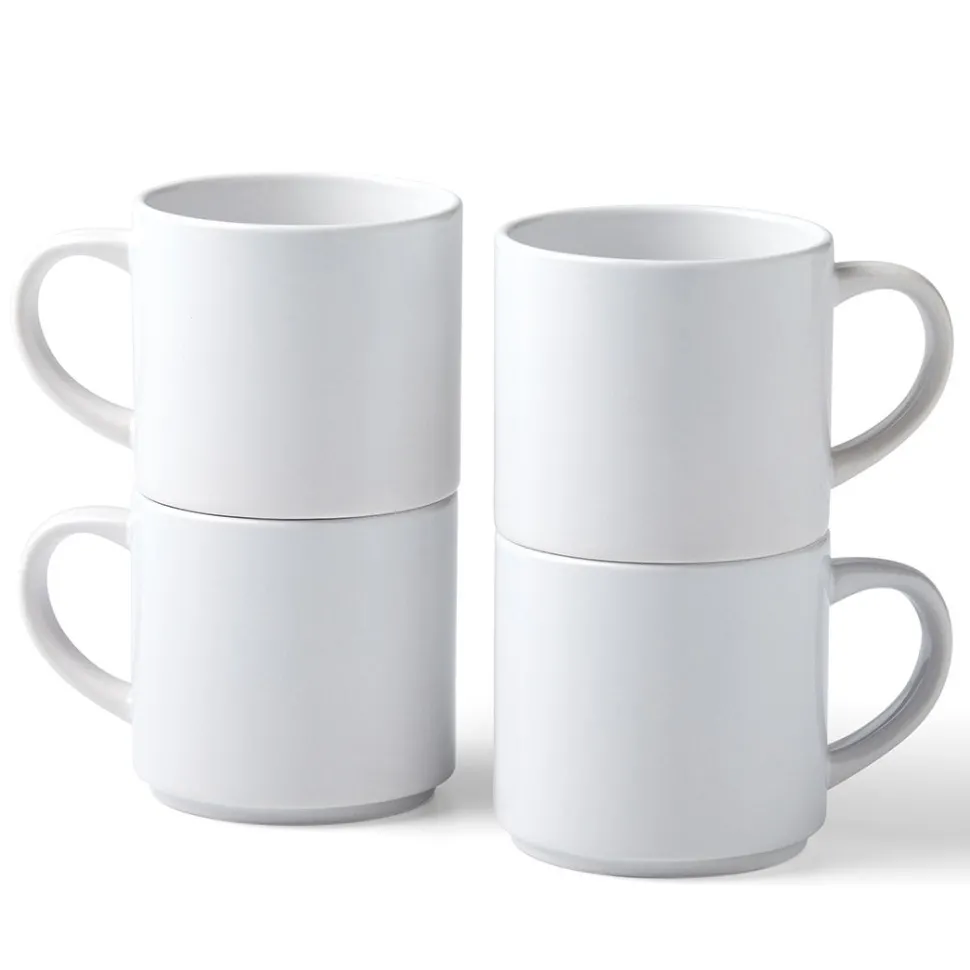 Stapelbarer Keramik-Tassenrohling, Weiß-300ml (4Stk.)
