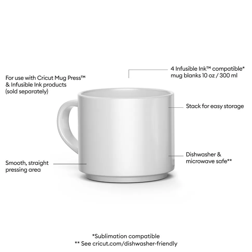 Stapelbarer Keramik-Tassenrohling, Weiß-300ml (4Stk.)